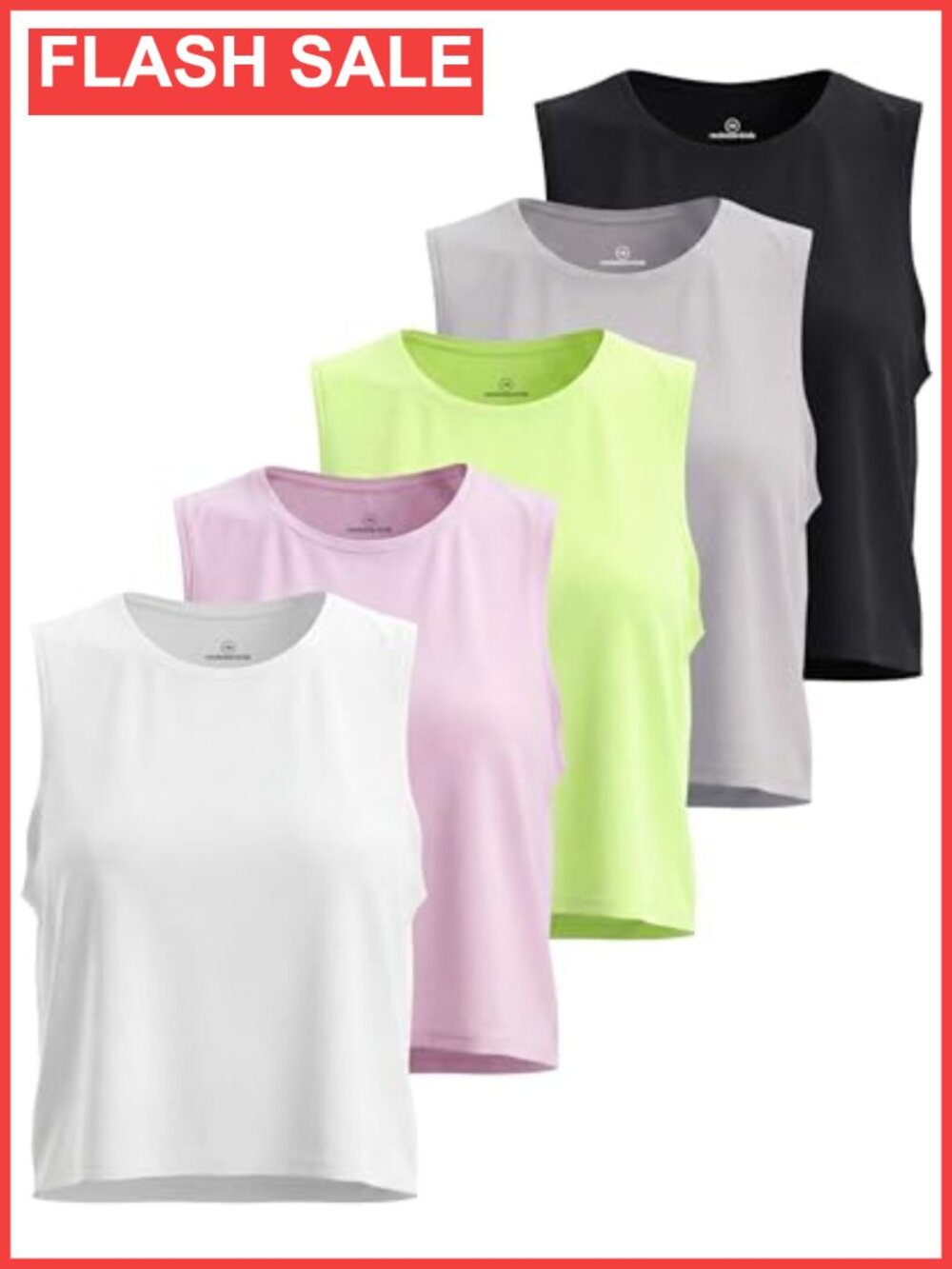 5 Pack Dry Fit Crop Tank Tops Sleeveless Athletic Workout Yoga